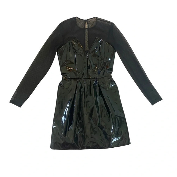 The Kooples Short Dress Vinyl Effect Black NEW Sz XS - Picture 3 of 6